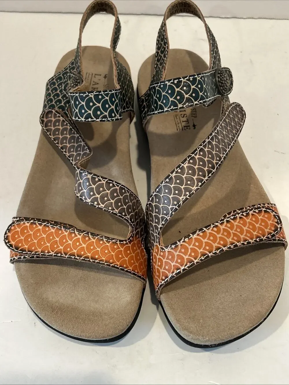 L'Artiste Sandals Wm 39 (US 8.5) Novato Leather Adjustable Art Spring Step